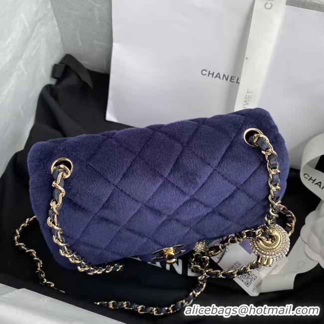 Luxury Discount Chanel Original Small velvet flap bag AS1115 royal blue