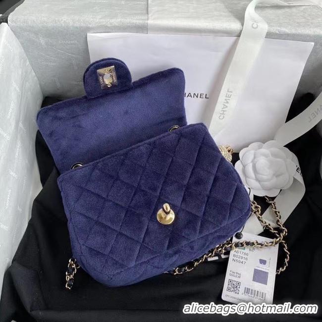 Luxury Discount Chanel Original Small velvet flap bag AS1115 royal blue