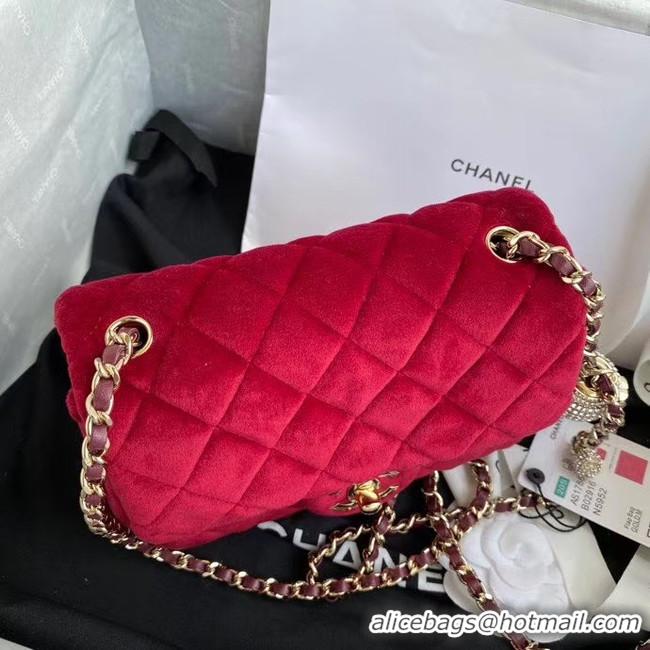 Good Product Chanel Original Small velvet flap bag AS1115 red