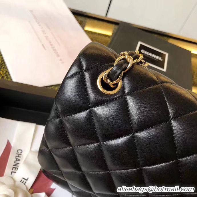 Top Quality Chanel Jumbo Double Flaps Bags Black Original Sheepskin Leather A36097 Gold 