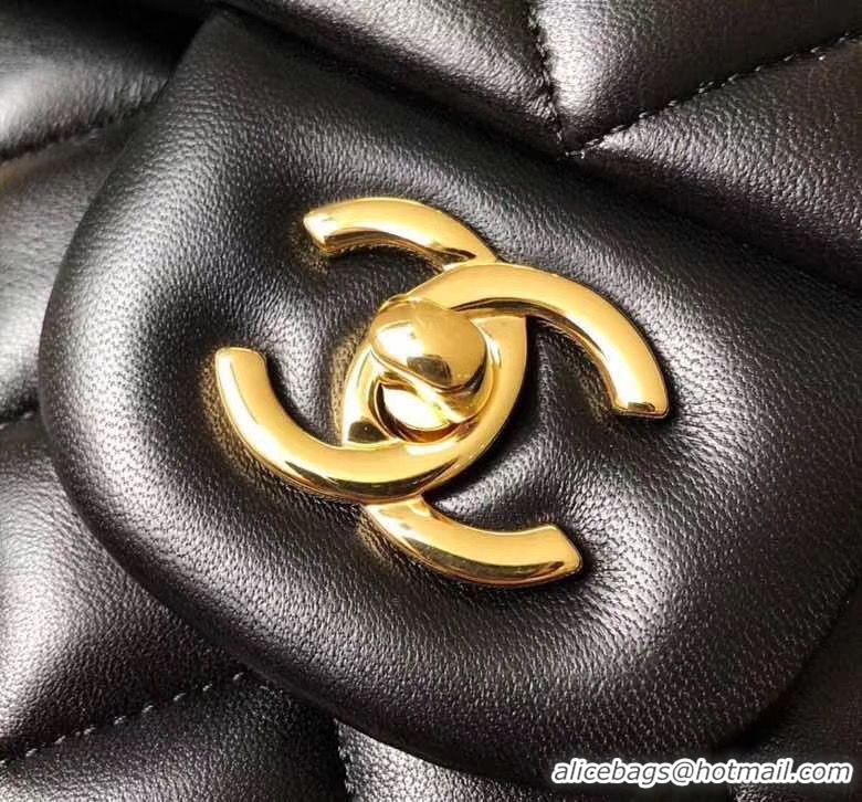 Top Quality Chanel Jumbo Double Flaps Bags Black Original Sheepskin Leather A36097 Gold 