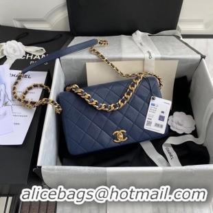 Popular Style Chanel Original Lather Flap Bag AS36555 blue