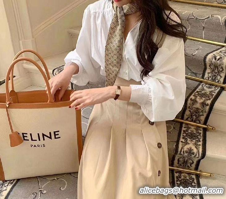 Stylish Celine TEEN TRIOMPHE BAG IN TRIOMPHE CANVAS AND CALFSKIN CL90402 white