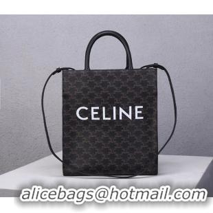 Grade Quality Celine TEEN TRIOMPHE BAG IN TRIOMPHE CANVAS AND CALFSKIN CL91542 BLACK