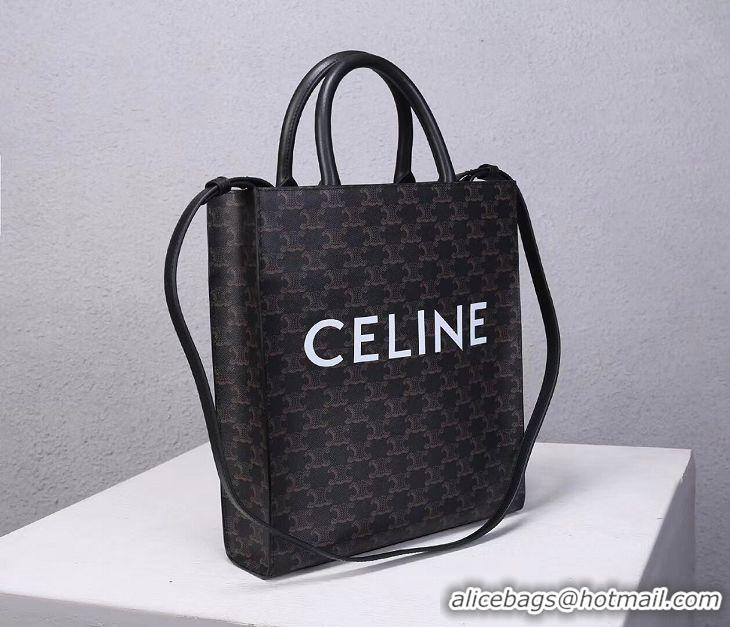 Grade Quality Celine TEEN TRIOMPHE BAG IN TRIOMPHE CANVAS AND CALFSKIN CL91542 BLACK