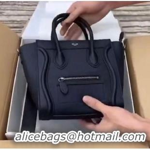 Luxury Celine Luggage Original Leather Mini Tote Bag 88022 Black