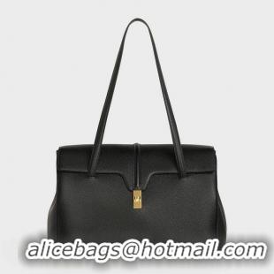 Fashion Luxury Celine LARGE SOFT 16 BAG IN SUPPLE GRAINED CALFSKIN 194043 BLACK 