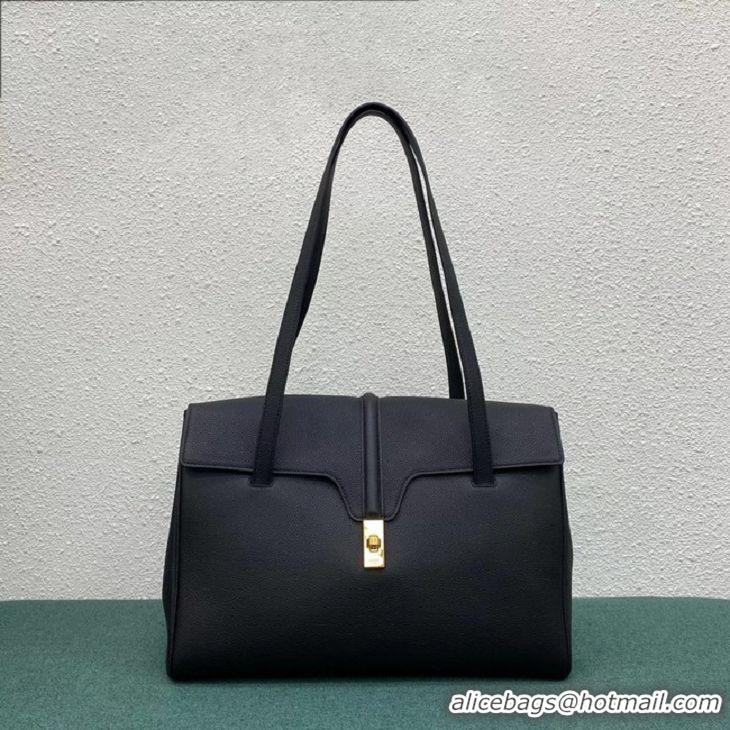 Fashion Luxury Celine LARGE SOFT 16 BAG IN SUPPLE GRAINED CALFSKIN 194043 BLACK 