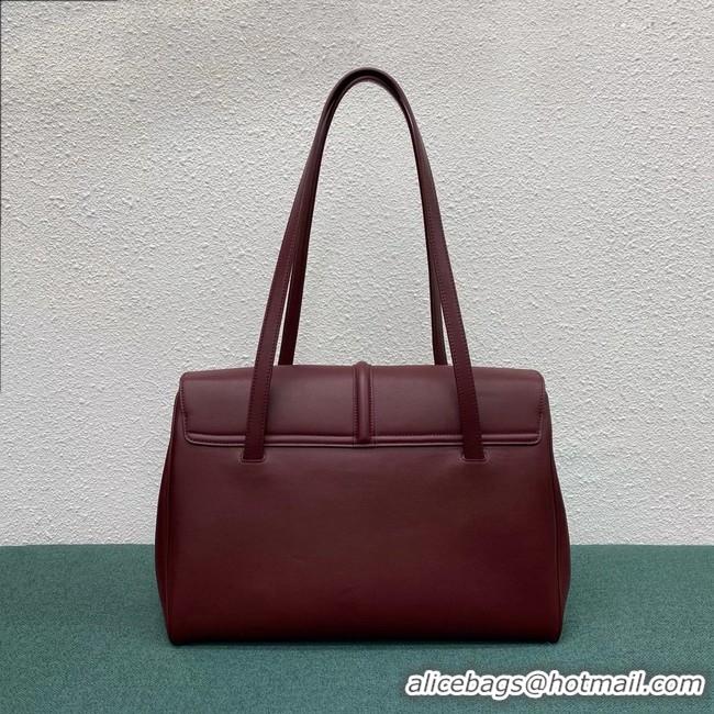 Luxury Celine LARGE SOFT 16 BAG IN SUPPLE GRAINED CALFSKIN 194043 Burgundy