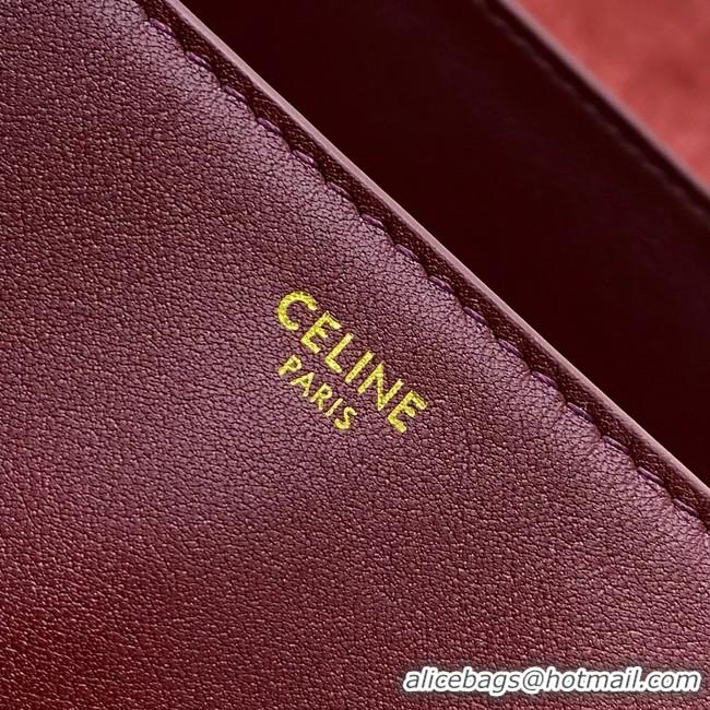 Luxury Celine LARGE SOFT 16 BAG IN SUPPLE GRAINED CALFSKIN 194043 Burgundy