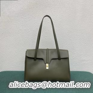 Original Cheap Celine LARGE SOFT 16 BAG IN SUPPLE GRAINED CALFSKIN 194043 green