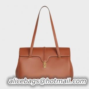 Stylish Celine LARGE SOFT 16 BAG IN SUPPLE GRAINED CALFSKIN 194043 Brown