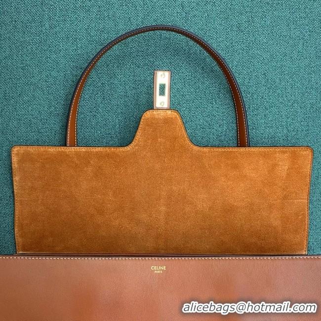 Stylish Celine LARGE SOFT 16 BAG IN SUPPLE GRAINED CALFSKIN 194043 Brown