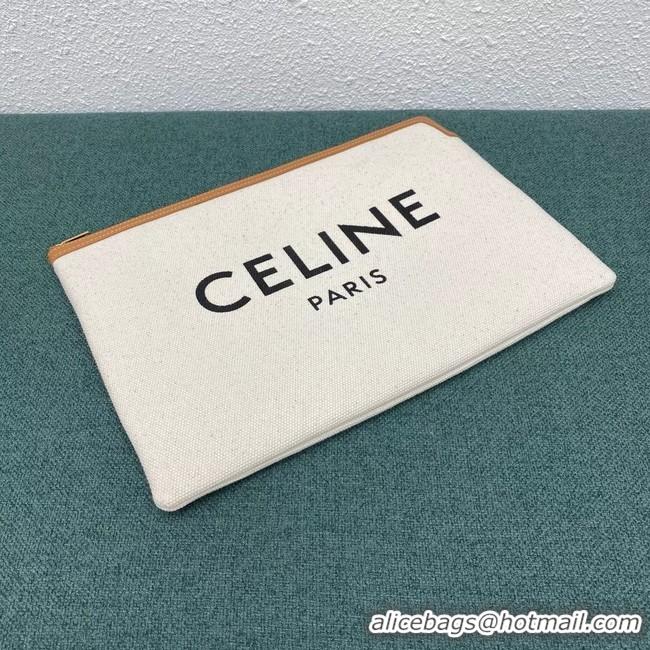 Purchase Celine CLUTCHES LARGE POUCH IN COTTON WITH CELINE PRINT AND CALFSKIN 10B802B BROWN