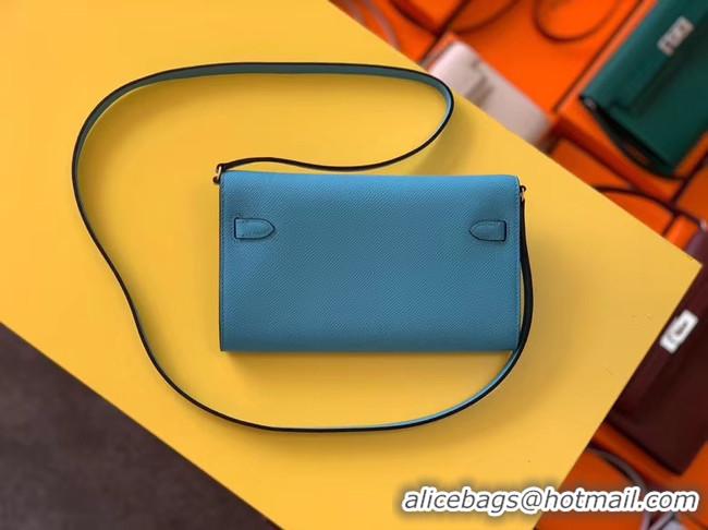 Luxury Classic Hermes Original kelly espom leather to go woc Bag H4087 blue