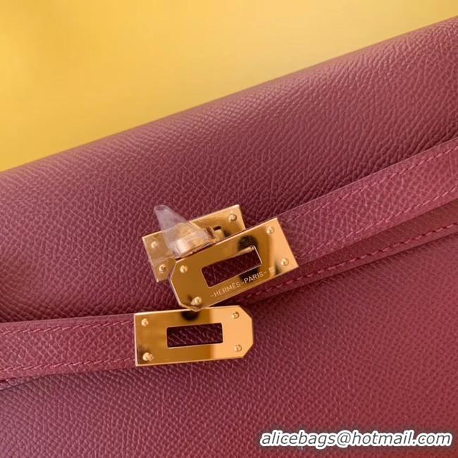 Perfect Hermes Original kelly espom leather to go woc Bag H4087 Burgundy