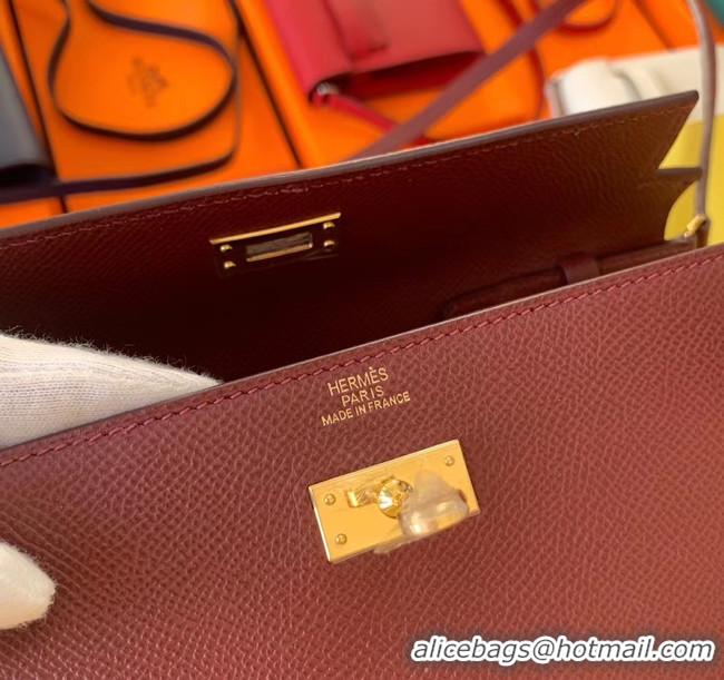 Perfect Hermes Original kelly espom leather to go woc Bag H4087 Burgundy