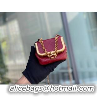 Most Popular Chanel Original mini Magnet buckle bag AS1885 red