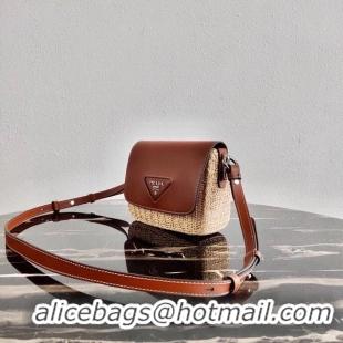 Discount Prada Saffiano leather mini shoulder bag 1BD043 brown