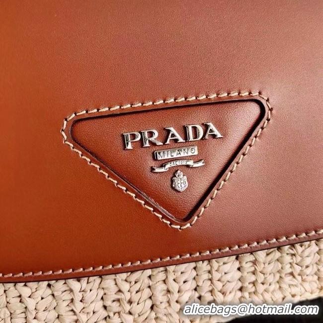 Discount Prada Saffiano leather mini shoulder bag 1BD043 brown