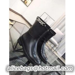 New Design Givenchy Calfskin Chain Back Flat Short Boots G02341 Black 2020