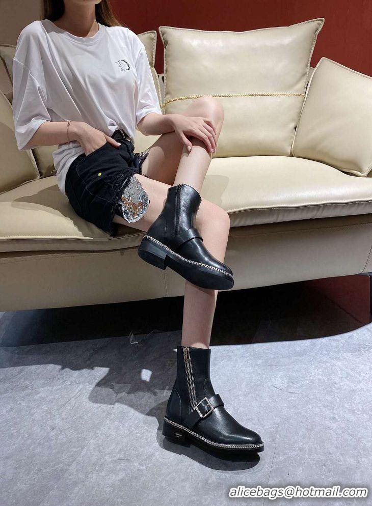 Top Grade Givenchy Calfskin Chain Back Flat Short Boots G02342 Black 2020