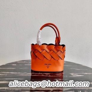 Cheap Price Prada Leather Tress Tote 1BG318 orange