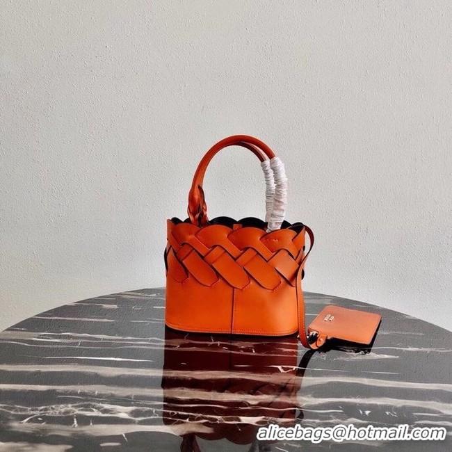 Cheap Price Prada Leather Tress Tote 1BG318 orange