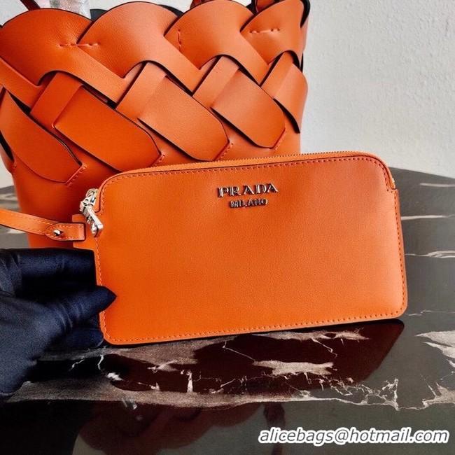 Cheap Price Prada Leather Tress Tote 1BG318 orange