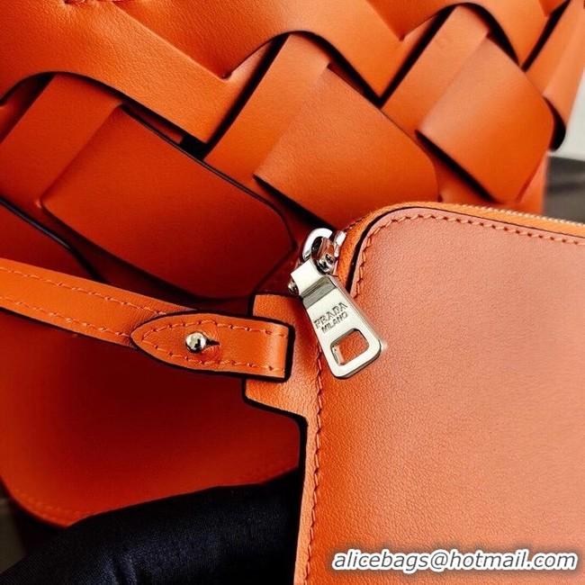 Cheap Price Prada Leather Tress Tote 1BG318 orange