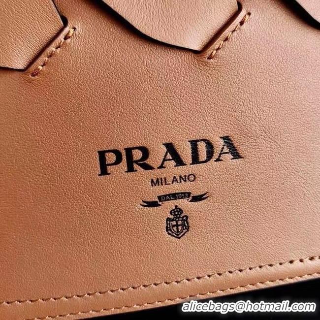 Good Looking Prada Leather Tress Tote 1BG318 apricot