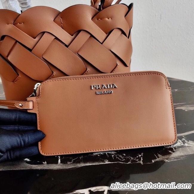 Good Looking Prada Leather Tress Tote 1BG318 apricot