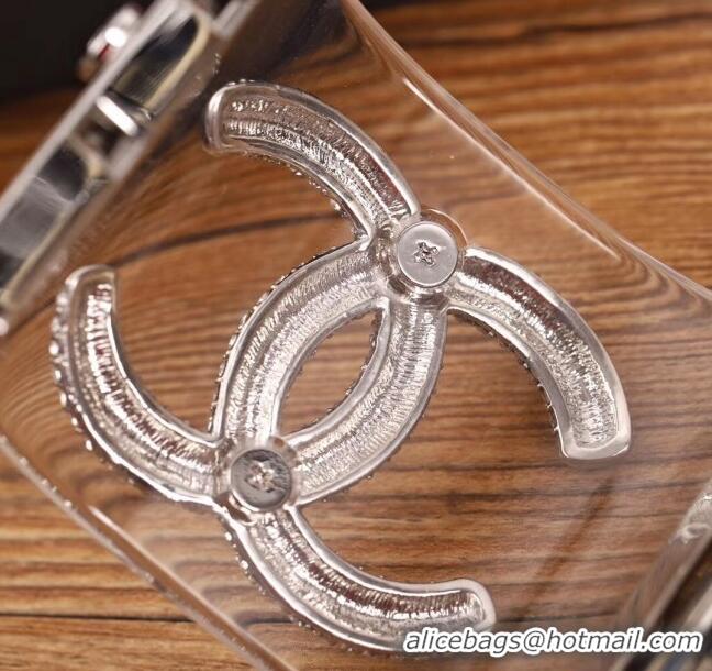 Low Price Chanel Transparent Resin Crystal CC Cuff Bracelet CC0553 2019