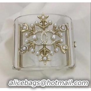 Low Cost Chanel Resin Snowflake Cuff Bracelet CC1620 2019