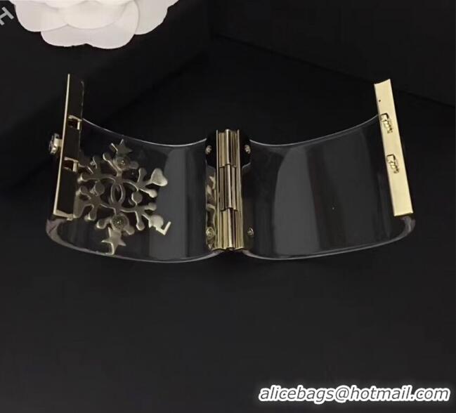 Low Cost Chanel Resin Snowflake Cuff Bracelet CC1620 2019