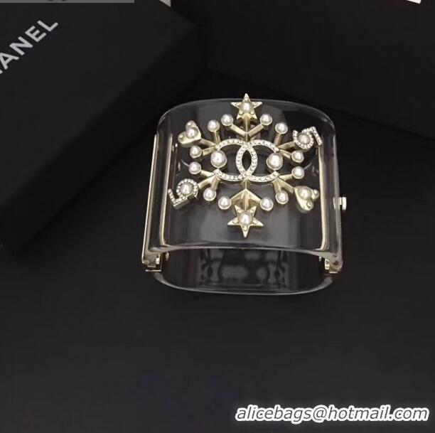 Low Cost Chanel Resin Snowflake Cuff Bracelet CC1620 2019