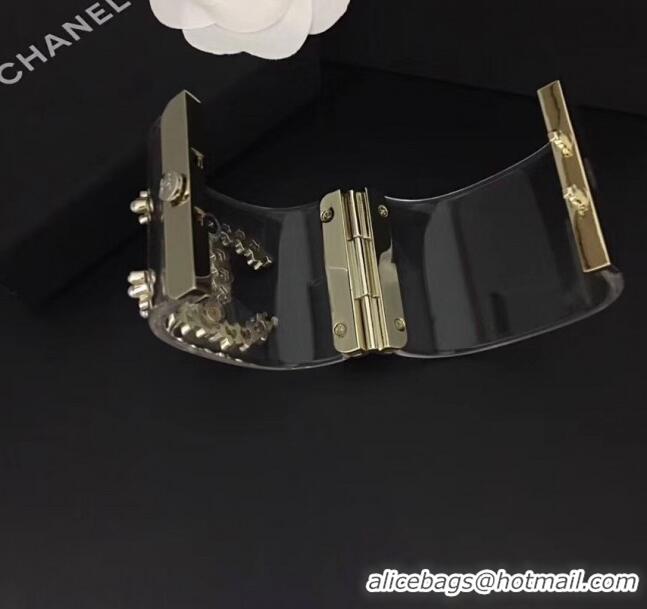 Unique Style Chanel Resin Double Pearl CC Cuff Bracelet CC1621 2019