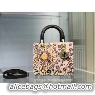 Sumptuous LADY DIOR DIOR TOTE EMBROIDERED CANVAS BAG CA0111-2