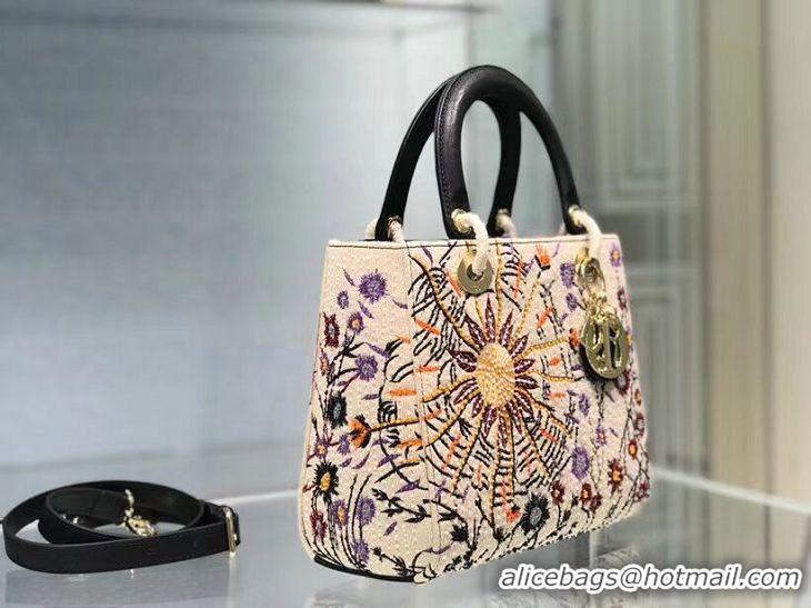 Sumptuous LADY DIOR DIOR TOTE EMBROIDERED CANVAS BAG CA0111-2