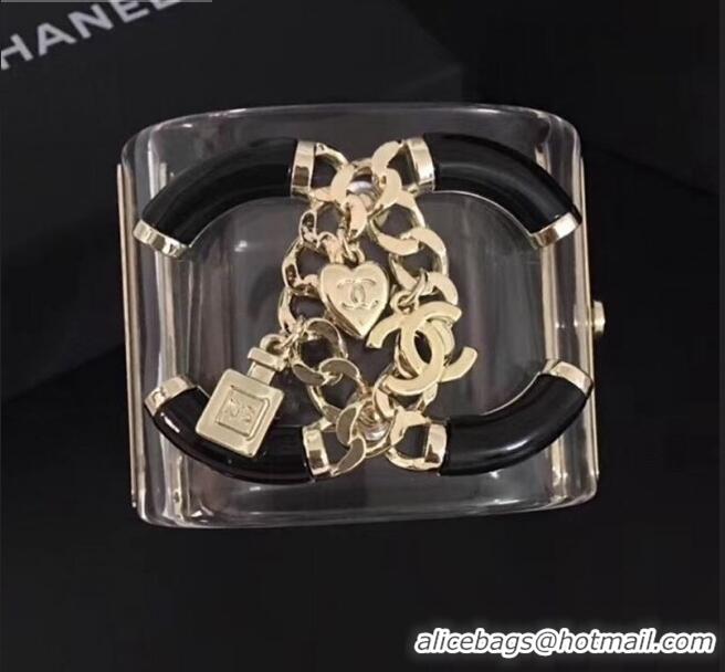 New Design Chanel Resin Lock Chain CC Cuff Bracelet CC1623 2019