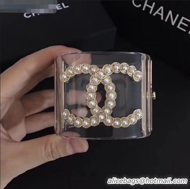 Low Cost Chanel Resin Pearl CC Cuff Bracelet CC7101 2019