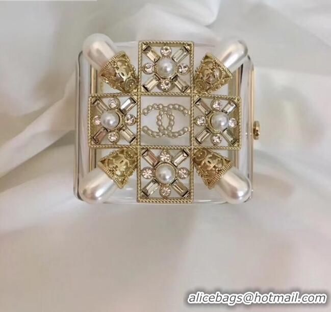 Hot Sell Chanel Resin Square Pearl Cuff Bracelet CC1629 2019