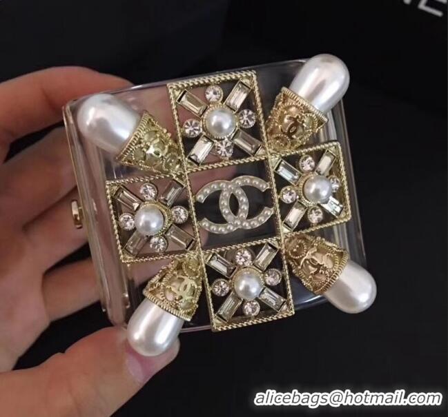 Hot Sell Chanel Resin Square Pearl Cuff Bracelet CC1629 2019