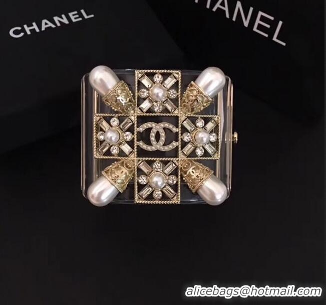 Hot Sell Chanel Resin Square Pearl Cuff Bracelet CC1629 2019