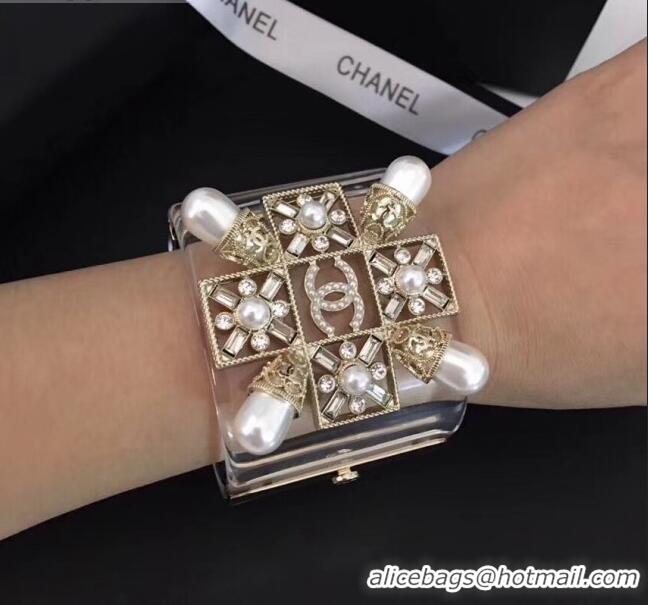 Hot Sell Chanel Resin Square Pearl Cuff Bracelet CC1629 2019