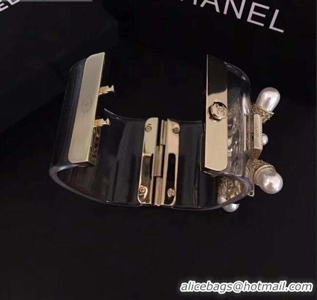 Hot Sell Chanel Resin Square Pearl Cuff Bracelet CC1629 2019