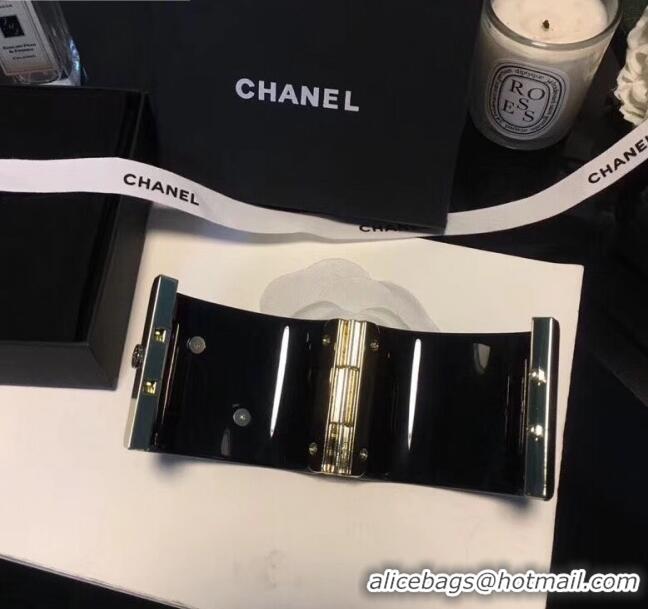 Best Quality Chanel Resin Camellia Bloom Cuff Bracelet CC1633 Black 2019