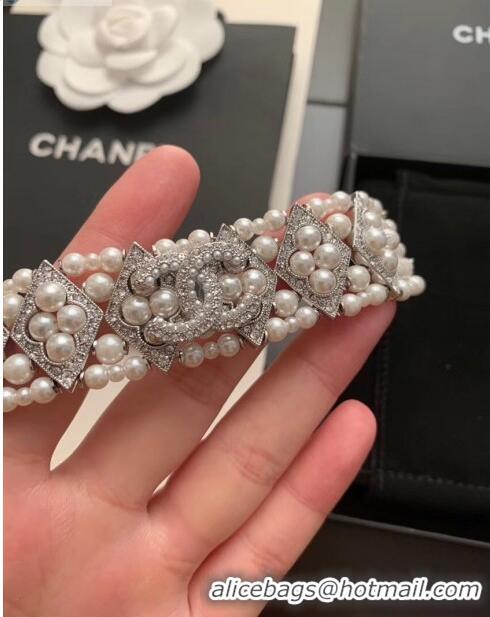 Cheapest Chanel Rhombus Pearl Choker Bracelet AB2258 2019