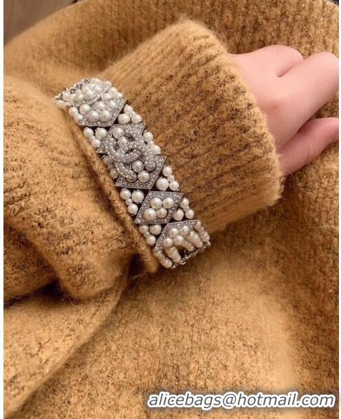 Cheapest Chanel Rhombus Pearl Choker Bracelet AB2258 2019