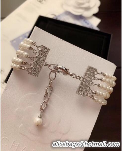 Cheapest Chanel Rhombus Pearl Choker Bracelet AB2258 2019